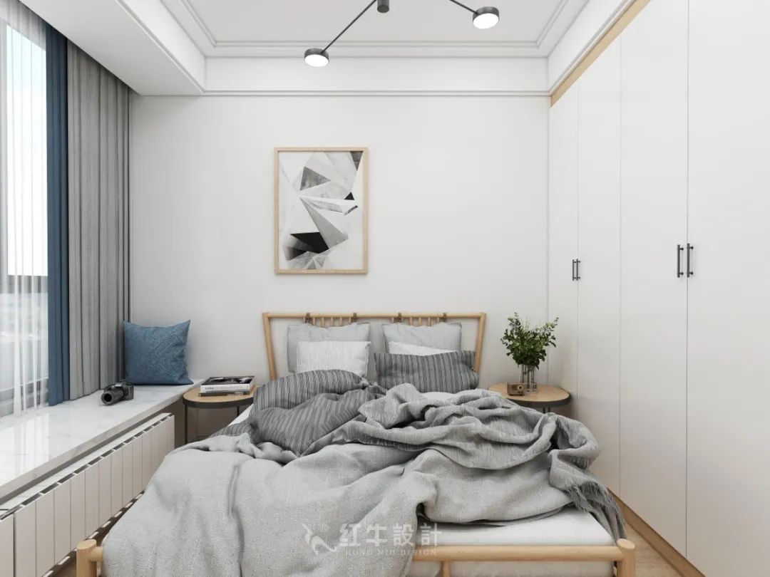 余玮_红牛设计--中垠紫金官邸140㎡（G户型）北欧风格08效果图欣赏_次卧